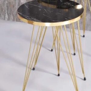 Black Marble Look With Gold Metal Legs Round Home Essential 1 Piece Coffee Table