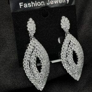 Imported Earrings In Multiple Design | Tarnish-free Diamond-shape, Heart Fringe, Long Heart Fringe, Radiant, Diamond Cascade Design Earrings| Luxury Look Artificial Earrings | Girls Earrings | Women Earrings ( Silver )