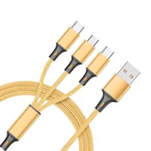 (az 555 )3 In 1 Fast Charging Cable Cord For Iphone Micro Usb Type C Charger Cable Multi Port Multiple Usb Charging Wire Line (random Color)