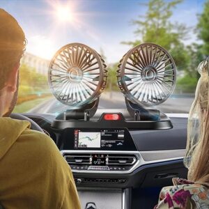 Car Fan Long Neck Double Head Adjustable V Fan For Summer – 360 Degrees Rotatable Dual Head Brushless 5v/2a Usb Powered  fan Motor Low Noise Adjustable Vehicle Fan, Ac Cooling Fan