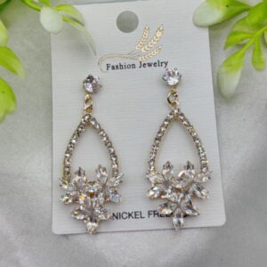 Imported Elegant Crystal Floral Drop Earrings – Nickel Free Earrings