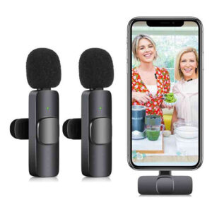 Dual Microphone Mic Plug & Play Usb Type C & Ios Wireless Lavalier Microphone Auto Sync Noise Reduction No App Or Bluetooth Needed- Dual Mic
