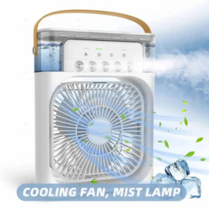 Portable Air Conditioner Fan Large Size Usb Electric Fan With Led Night Light, Fine Mist Water, And Humidifier Function | Led Night Light Water Mist (random Color)