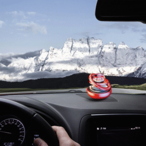 Solar Car Air Freshener Rotating Double-ring For Car Dashboard, Aesthetic Car Decor | Best Quality ( Random Color )
